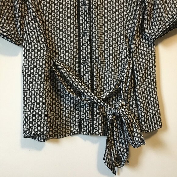 Semi Sheer Belted Modern Button Down Dress Shirt - Picture 6 of 16